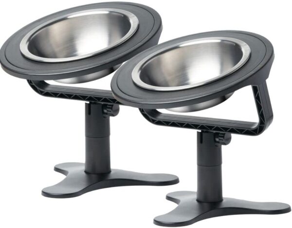 Adjustable Raised Cat Food Bowl, Tilted Elevated Bowl (2-Pack, Black)