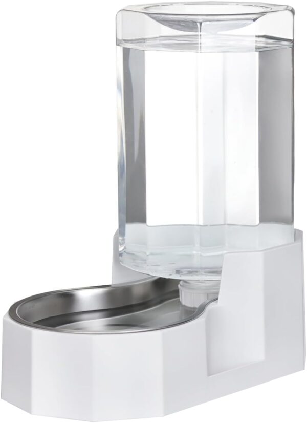 RIZZARI Automatic 6.3L Gravity Pet Water Dispenser with Stainless Steel Bowls, 100% BPA-Free,Safe and Large Capacity, Suitable for Small and Medium-Sized Cats and Dogs (6.3L without Filter)