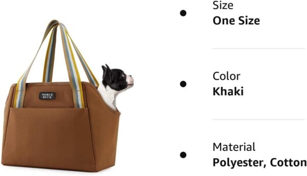 Small Dog Carrier Purse with Pockets, Portable Small Dog/Cat Soft-Sided Carrier with Adjustable Safety Tether, Versatile Pet Carrier Tote for Subway/Shopping/Hiking/Traveling (Khaki) - Image 6