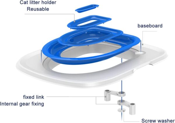 Cat Toilet Training Kit, Universal Reusable Cat Toilet Trainer, Cat Toilet Training System, Train Your Cat to Use The Toilet, Cat Toilet Training Seat Tool for Pet Cleaning(Blue) - Image 5