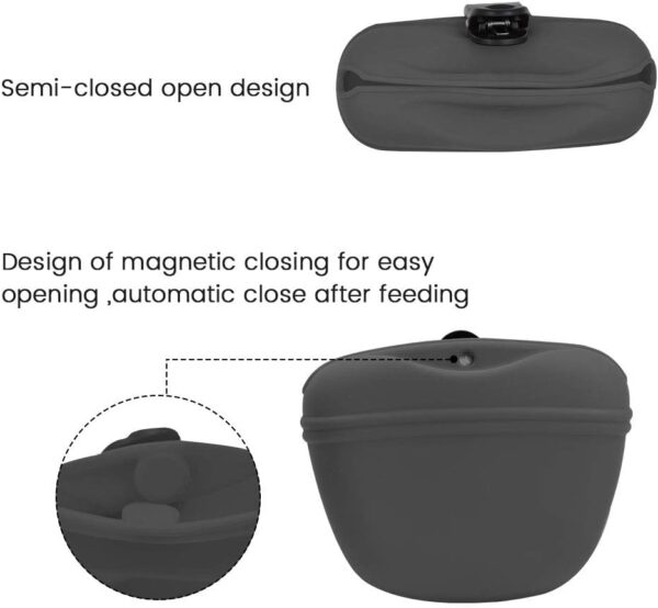 AUDWUD - Silicone Dog Treat Pouch - Clip on Portable Training Container - Convenient Magnetic Buckle Closing and Waist Clip - BPA Free - Image 3