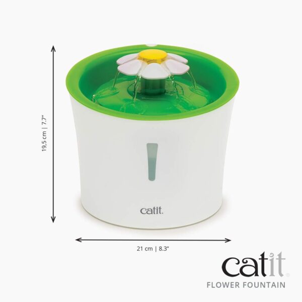 Catit Flower Fountain with Triple Action Filter, Cat Drinking Water Fountain, 3 L, Green - Image 10