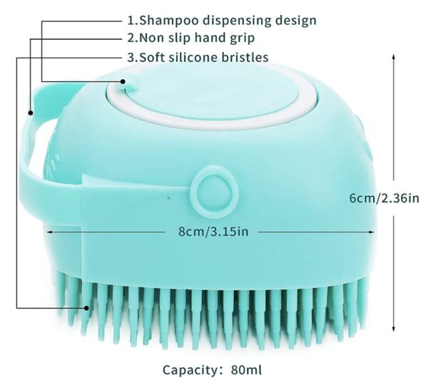 Pet Bath Massage Brush Puppy Dog Cat Grooming Cleaning Soft (Blue) - Image 4