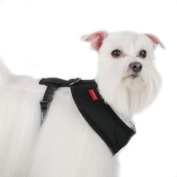 Puppia Soft Dog Harness No Choke Over-The-Head Triple Layered Breathable Mesh Adjustable Chest Belt and Quick-Release Buckle, Black, Medium - Image 3