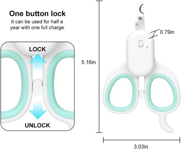 PAKEWAY Pet Nail Clipper with LED & -U-V Light, Cat Claw Trimmer with Ultra Bright LED Light for Nail Bloodline to Avoid Over Cutting, Sharp Angled Blade Grooming Tool for Dog Cat Rabbit Small Animals - Image 6