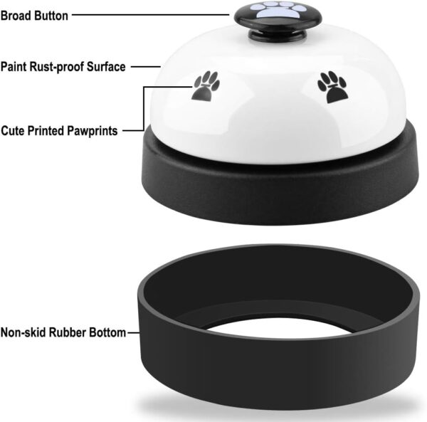 Comsmart Dog Training Bell, Set of 2 Dog Puppy Pet Potty Training Bells, Dog Cat Door Bell Tell Bell with Non-Skid Rubber Base 2 Pack White - Image 4