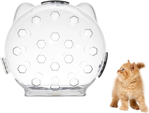 Cat Muzzle Breathable Cat Hood Adjustable Kitten Astronaut Transparent Helmet Prevent from Cats Biting Chewing Grooming Cat Bubbles Mask for Aggressive Cat (S)