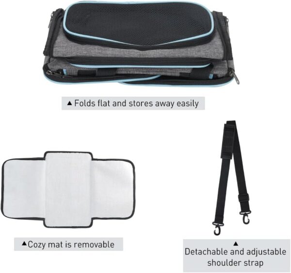 Expandable pet carrier, airline-approved collapsible cat soft-sided carrier with removable plush pad, suitable for cats, small dogs, small dogs (16.2 inches x 10 inches x 10.6 inches) - Image 5