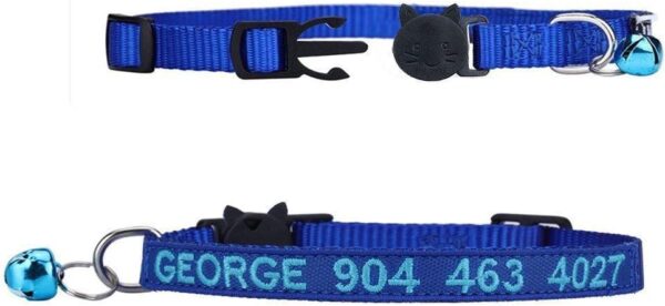 Cat Collar,Personalized Embroidered Nylon Cat ID Collars with Bell - Custom Text with Pet Name and Phone Number … - Image 2