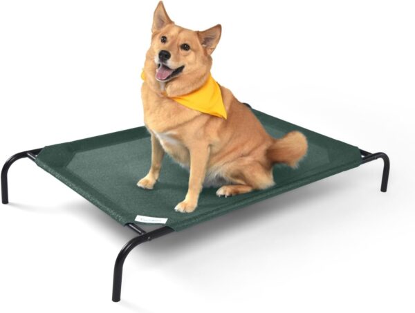 Coolaroo Gale Pacific The Original Cooling Elevated Dog Bed, Indoor and Outdoor, Large, Brunswick Green, 51.00" x 31.50" x 8.00"