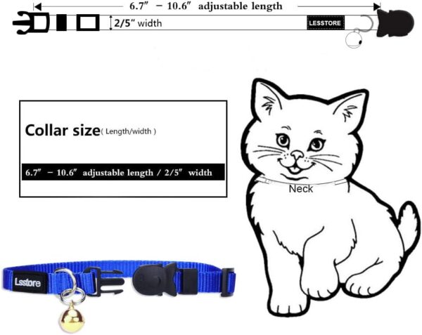 Personalized Nylon Cat Collar Breakaway with Bell - Custom Embroidered Text ID Collars with Pet Name and Phone Number - Image 4