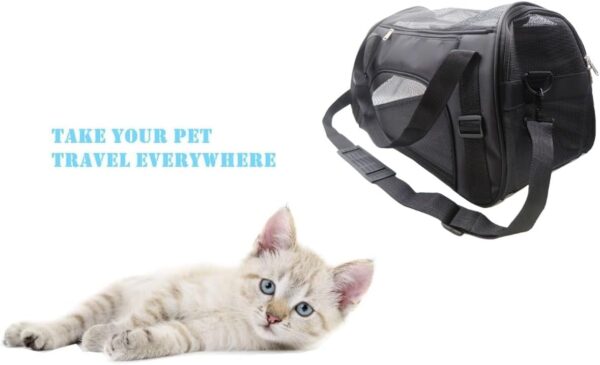 Cat Carrier,Soft-Sided Pet Travel Carrier for Cats,Dogs Puppy Comfort Portable Foldable Pet Bag Airline Approved (Medium-Black) - Image 6