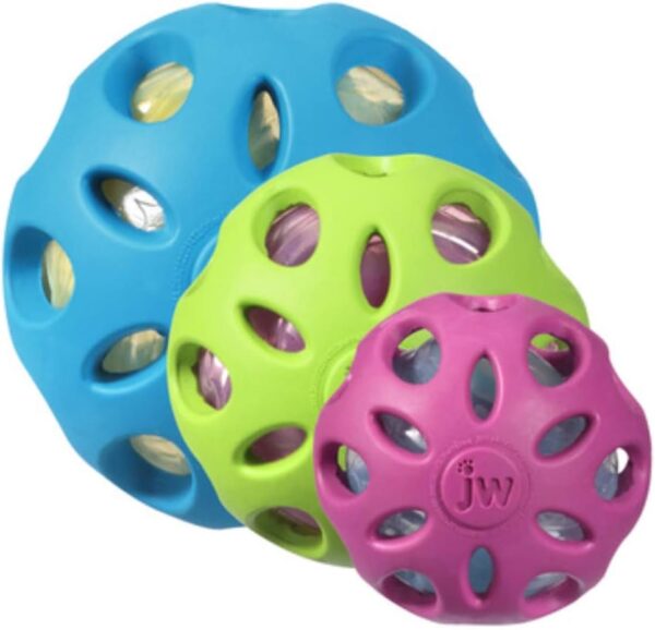 JW Pet Crackle Heads Crackle Ball Crunchy Noise Chew Fetch Toy for Dogs, Assorted Colors, Large 4' Diameter - Image 7