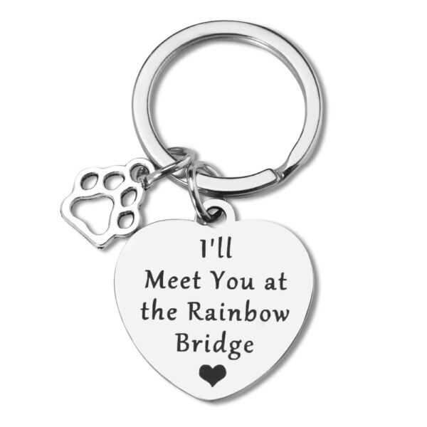 Pet Memorial Gifts Keychain for Loss of Dogs Cats Lovers Sympathy Gifts for Women Men Pets Animal Loss Keychains Remembrance Gift - I Will Meet You at the Rainbow Bridge Bereavement Key Chain Gifts