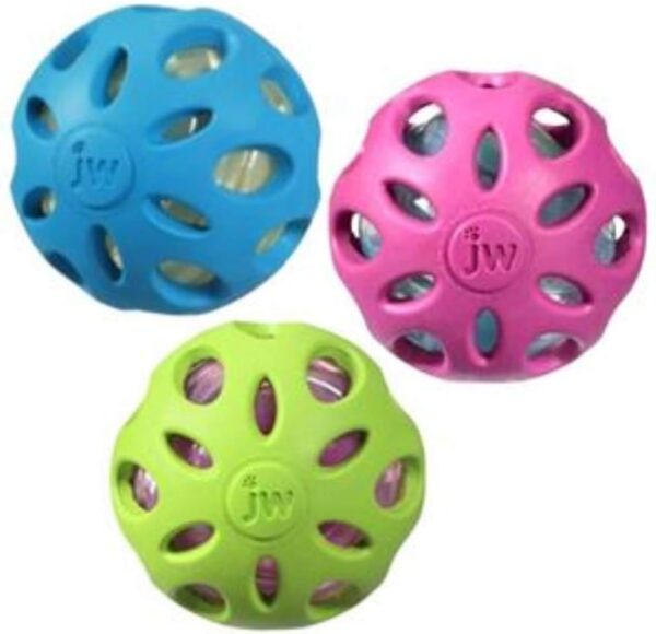 JW Pet Crackle Heads Crackle Ball Crunchy Noise Chew Fetch Toy for Dogs, Assorted Colors, Large 4' Diameter - Image 6