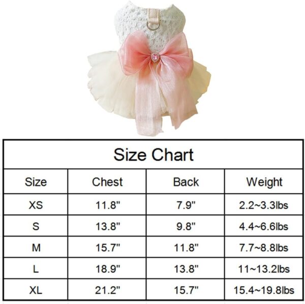 Dog Dresses for Small Dogs Girl,Elegant Dog Wedding Dress with Leash Ring, Dog Princess tutu skirt with Pink Bow,Chihuahua Yorkie Clothes,Cat dresses for pets（Pink Bow,M - Image 6