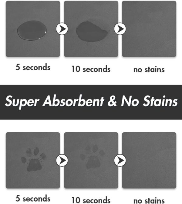 MontVoo-Absorbent Pet Food Mat-Dog Food Mat Anti Stains Quick Dry Dog Mat for Food and Water Bowls-Dog Water Bowl Mat for Messy Drinker-Pet Supplies Mat for Dog Cat Puppy Kitten etc - Image 2