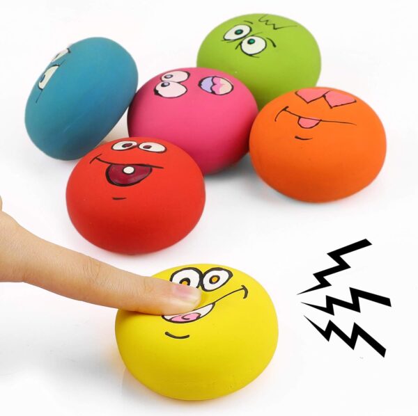 Smile Face Dog Squeaky Toys Soft Latex Squeak Balls for Puppy Small Pet Dogs 6 Pcs/Set - Image 3