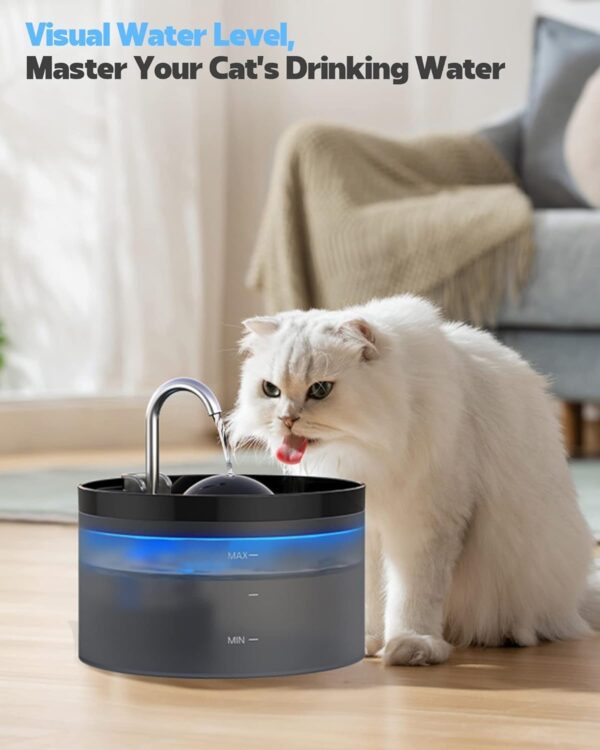 Cat Water Fountain, Pet Waterer Fountain with Ultra Silent Pump, Activated Carbon Filter Keep Water Fresh, 2.2L Capacity, Faucet Design, Anti Sputtering, Suit for All Kinds of Cat - Image 5