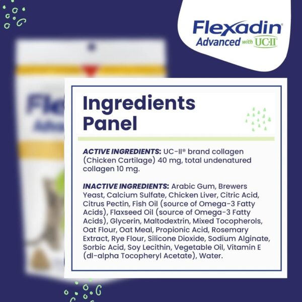 Vetoquinol Flexadin Advanced Dog Hip and Joint Supplement with UC-II Collagen, One Chew a Day Hip and Joint Support Chew for Dogs and Cats, Clinically Proven Vet-Approved Formula, 30 Chews - Image 7