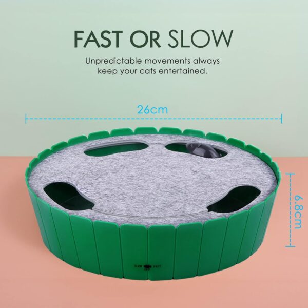 Pawaboo Interactive Cat Toy with Running Mouse, Electronic Motion Cat Toy Automatic Teaser for Indoor Cats, Pop and Play Hide Seek Cat Toy Hunting Mouse for Pet Cat Kitten Play Fun Exercise, GREEN - Image 5