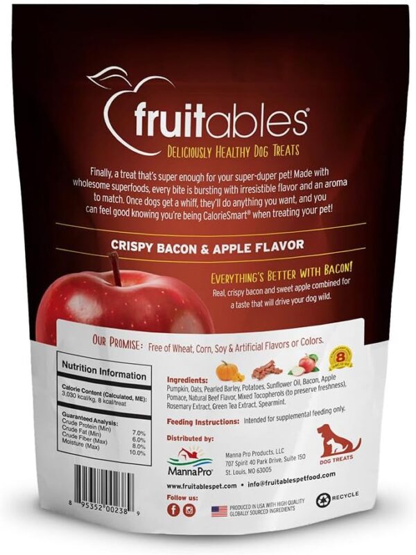 Fruitables Crunchy Baked Low Calorie Training Treats for Dogs | Crispy Bacon Apple Flavor | 7 Ounces (2386) - Image 2