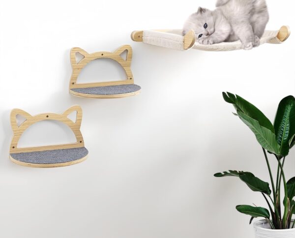 Defined Deco Cat Wall Shelves,Wall Mounted Cat Shelves and Perches,Cat Furniture with XXL Cat Hammock and 2 Cat Climbing Steps,Cat Shelves and Perches for Cats Playing, Sleeping, and Lounging. - Image 7