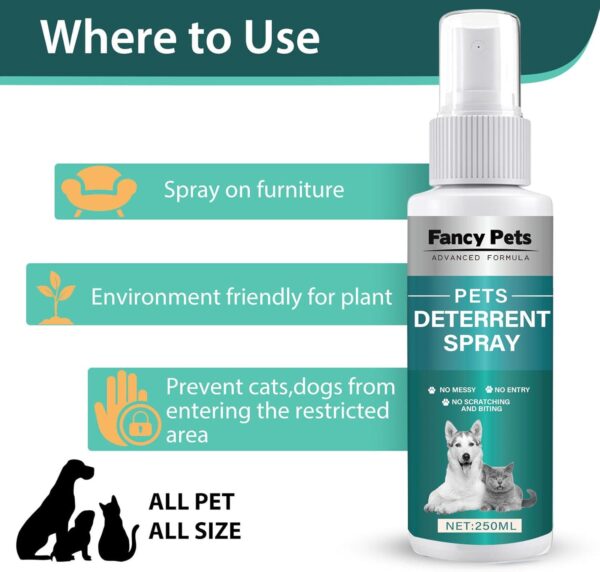 Cat Deterrent Spray, 250ML Natural Cat Deterrent for Pet Behavior Training, Prevent Scratching, Digging & Biting - Image 6