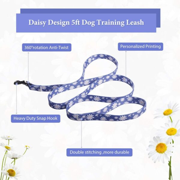 Dog Harness Collar Leash Set - No Pull Pet Adjustable Back Clip Halter Basic Collar Heavy Duty 5FT Anti-Twist Leash for Extra Small Puppy Medium Large Breed Training Easy Walk Running (Daisy, S) - Image 4