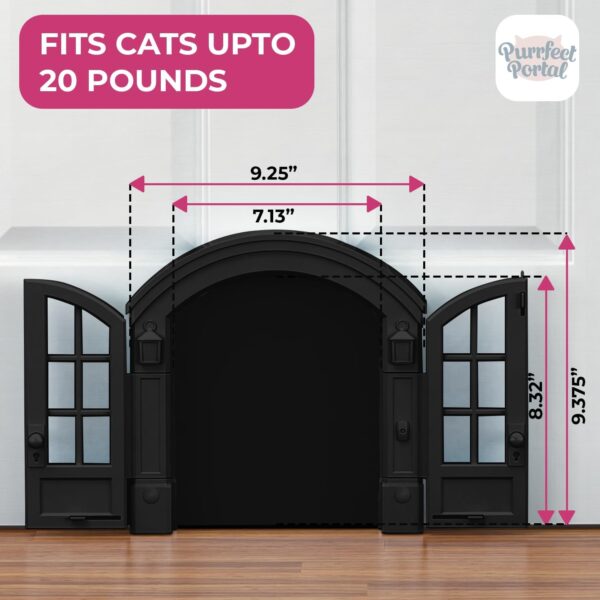 Purrfect Portal French Cat Door - Stylish No-Flap Cat Door Interior Door for Average-Sized Cats Up to 20 lbs, Easy DIY Setup, Secured Installation in Minutes, No Training Needed, 7.13 x 8.32” - Image 5