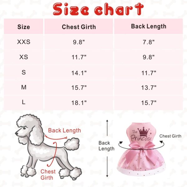 Idepet Princess Dog Dress Tulle Puppy Skirt Pet Apparel Dog Tutu with Bowknot,Birthday Dresses Daisy Sleeveless Holiday Clothes for Small Dogs Girls and Cats, Medium - Image 4