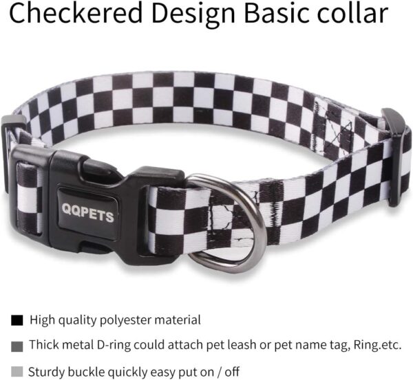 Dog Harness Collar Leash Set - No Pull Pet Adjustable Back Clip Halter Basic Collar Heavy Duty 5FT Anti-Twist Leash for Extra Small Puppy Medium Large Breed Training Easy Walk Running (Checkered, M) - Image 3