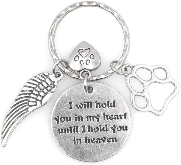 I Will Hold You in My Heart Until I Hold You in Heaven Angel Wing Pet Memorial Gift Sympathy Canine Pooch Pup Beloved Companion Four-Legged Friend Fur Baby Puppy Paw I Love My Dog Keychain 114P - Image 2