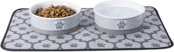 Bone Dry Paw & Patch Ceramic Pet Collection, Small Set, 4.25x2", Gray, 2 Piece - Image 2