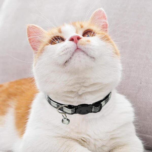 MJIYA Cat Collar with Bell, Breakaway Grid Collar with Plastic Buckle, Light Adjustable, Nylon, Kitty Collars - Image 6