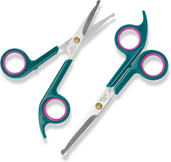 Professional Dog and Cat Grooming Scissors, Pet Grooming Shears, Sharp Stainless Steel Blade With Round Tips - Safety Fur Trimming for Dogs, Cats, Horses (Set of 2)