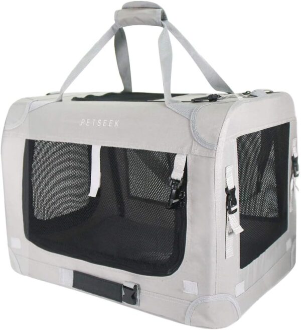 Extra Large Cat Carrier Soft Sided Folding Small Medium Dog Pet Carrier 24"x16.5"x16" Travel Collapsible Ventilated Comfortable Design Portable Vehicle (Grey)