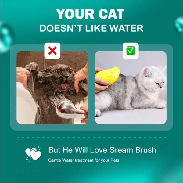 Premium Steam Cat Brush - 3 in 1 Pet Grooming Tool, Steamy Hair Shedding Comb, Fur Removal with Water Vapor, Rechargeable Misty Cleaner for Cats & Dogs. (1 Unit) - Image 5