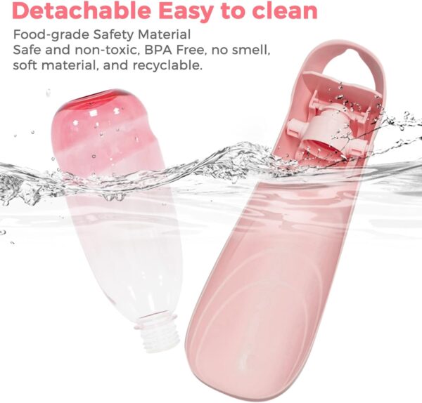 19oz Dog Water Bottle, Collapsible Dog Travel Water Bottle, Portable Dog Water Dispenser with Foldable Drinking Cup Bowl for Walking, Hiking, Lightweight, Leak-Proof, BPA Free, Pink - Image 6