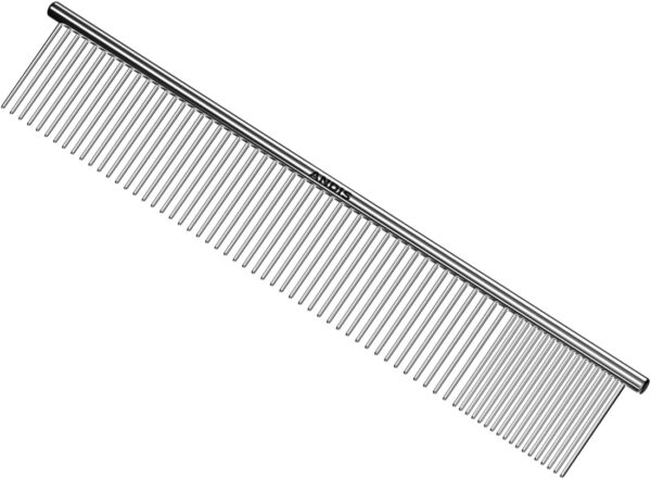 Andis 68545 Stainless-Steel Comb for Knots, Mats & Loose Hair Removal - Effective Dematting Tool Comfortable, Lightweight, Portable & Safe for Dogs, Cats & Pets – Silver, 10-Inch - Image 2