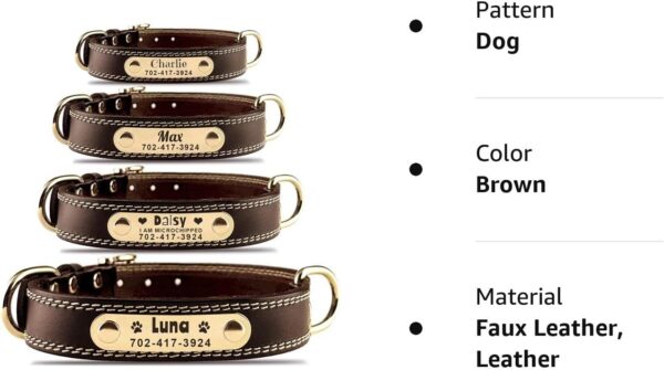 Personalized Custom Leather Dog Collar with Engravable Nameplate - Durable Name Tag Collar - Customizable Dog Collar - Comfortable ID Collars for Small, Medium, Large Dogs (X-Small) - Image 7