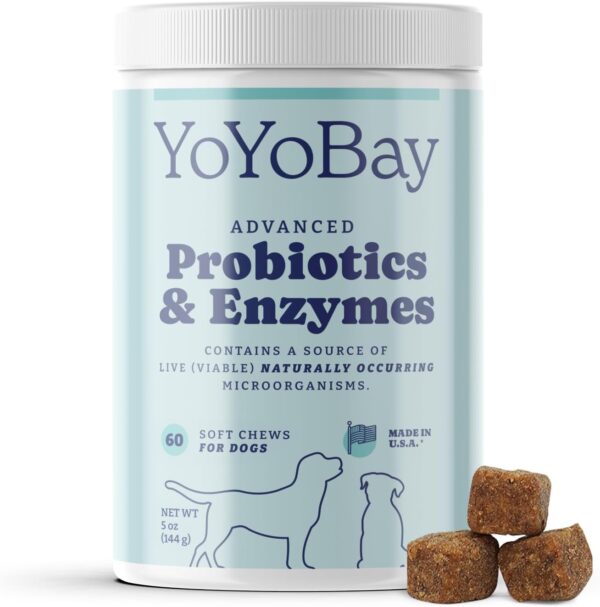 Probiotics for Dogs, Dog Probiotics and Digestive Enzymes, Pre & Probiotics over 1 Billion CFUs, for Gut Health and Digestive Health, Itchy Skin Relief, Immune Support, 60 Soft Chews