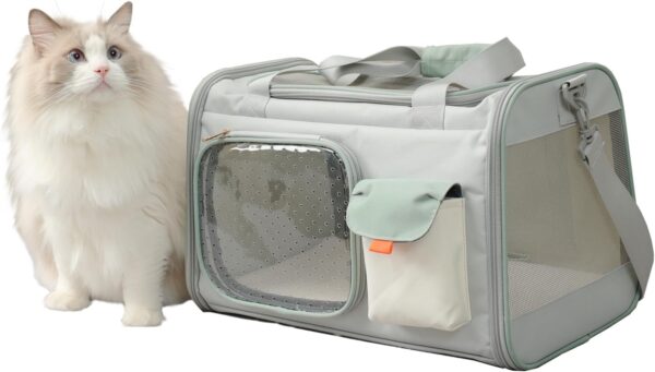 Puppy Carrier for Cat Expandable Bunny Small Animal Traveling Outdoor Carry Bag (Green)