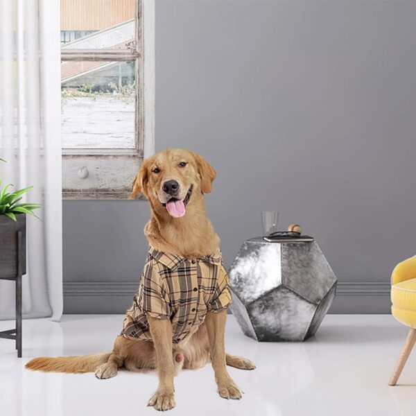 PUPTECK Plaid Dog Shirt, Cute Puppy Cat Polo T-Shirt, Soft Pet Clothes Boy for Small Medium Dogs - Image 8