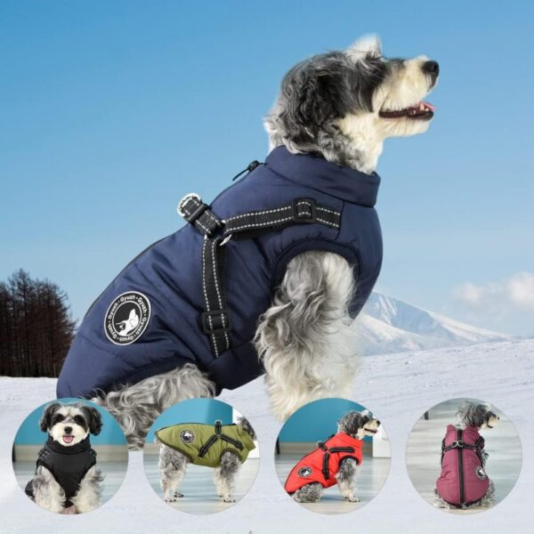 Gyuzh Dog Coat with Harness Winter Dog Coat Fleece Dog Jacket Waterproof Dog Coat Zipper Dog Jacket Puppy Coat Small Dog Clothes Dog Coat with Reflective Harness for Smal Medium Large Dogs - Image 3