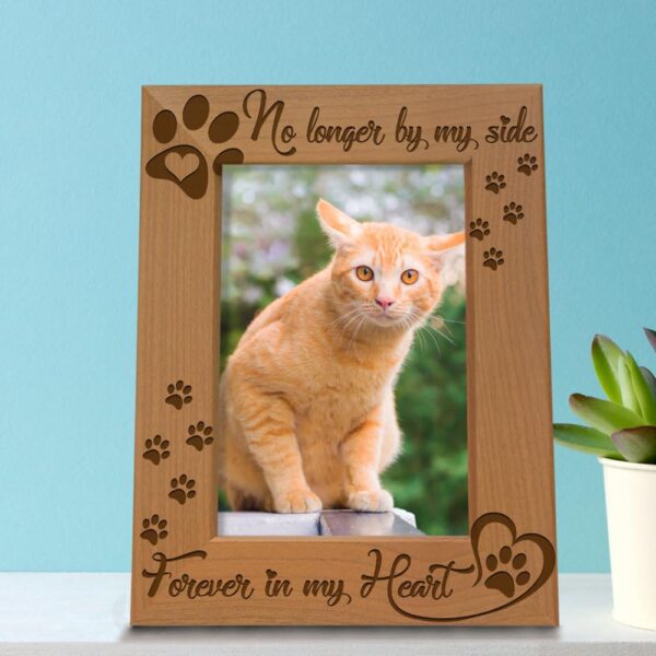 KATE POSH No Longer by my Side, Forever in my Heart Wood Picture Frame. Pet Memorial for Dog or Cat. (4x6-Vertical) - Image 2