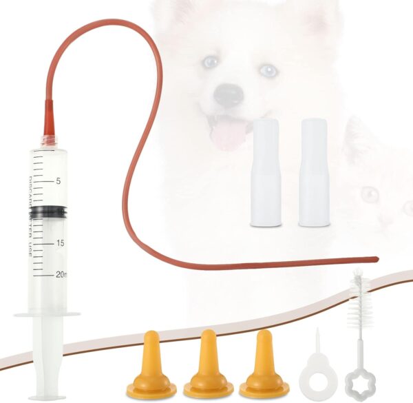 Zubebe 15 Pcs Puppy Whelping Supplies Puppy Feeding Tube Kit includes Pet Feeding Bottle Nipples Dog Kitten Nursing Syringes Pill Shooter Dispenser 10 ml 15 ml Feeding Tool for Kitten Puppy Animals - Image 2