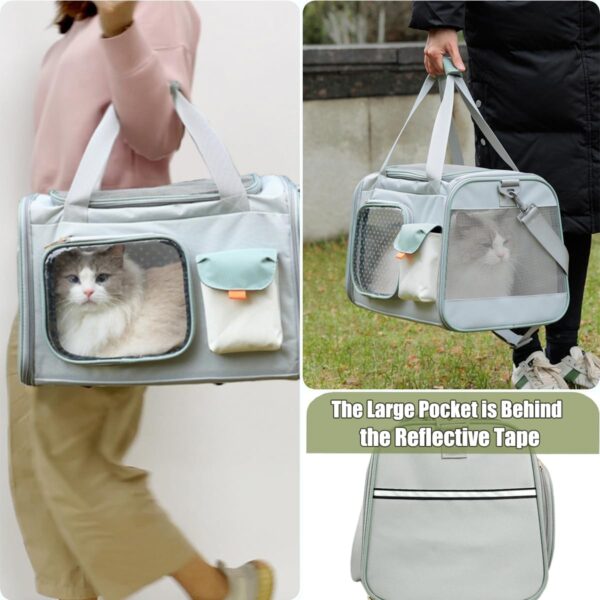 Puppy Carrier for Cat Expandable Bunny Small Animal Traveling Outdoor Carry Bag (Green) - Image 2