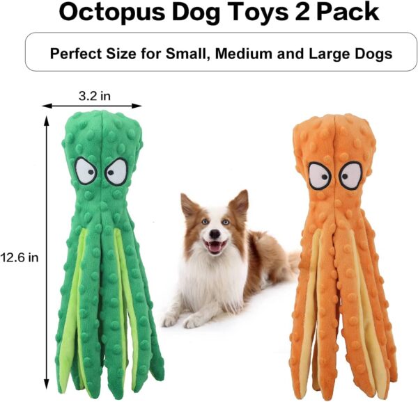 Dog Squeaky Toys Octopus - No Stuffing Crinkle Plush Toys for Puppy Teething, Durable Interactive Chew Toys for Small, Medium and Large Dogs Training and Reduce Boredom, 2 Pack - Image 7