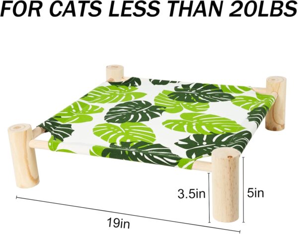 Patas Lague Cat and Dog Hammock Bed Small Dog Bed, Wooden Cat Elevated Cooling Outdoor Bed for All Seasons, Cat Beds for Indoor Cats, Cat Cots Furniture Pet Bed Puppy Bed(Monstera Leaf) - Image 4